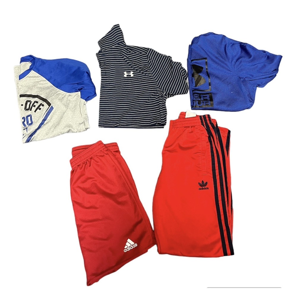 Under Armour & Adidas Youth Lot Of 5 Size Med & Lg (Shirts, Shorts, Pants)